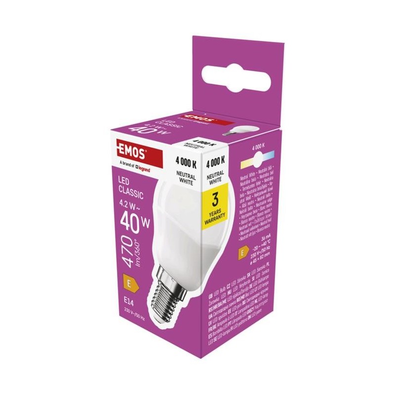 Žárovka LED 4,2W E14 mini GL CLS NW