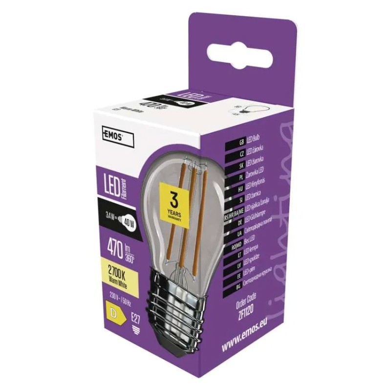 Žárovka LED 3,4W MINI GL E27 FLM 470lm WW